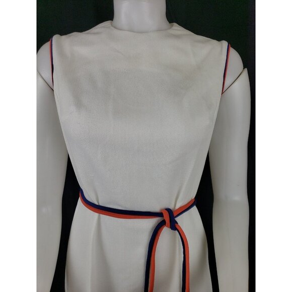 60s Belted Knit Dress Sz 10 Sleeveless Hob Nobber Stewardess Vintage Mod Sheath - Picture 3 of 11